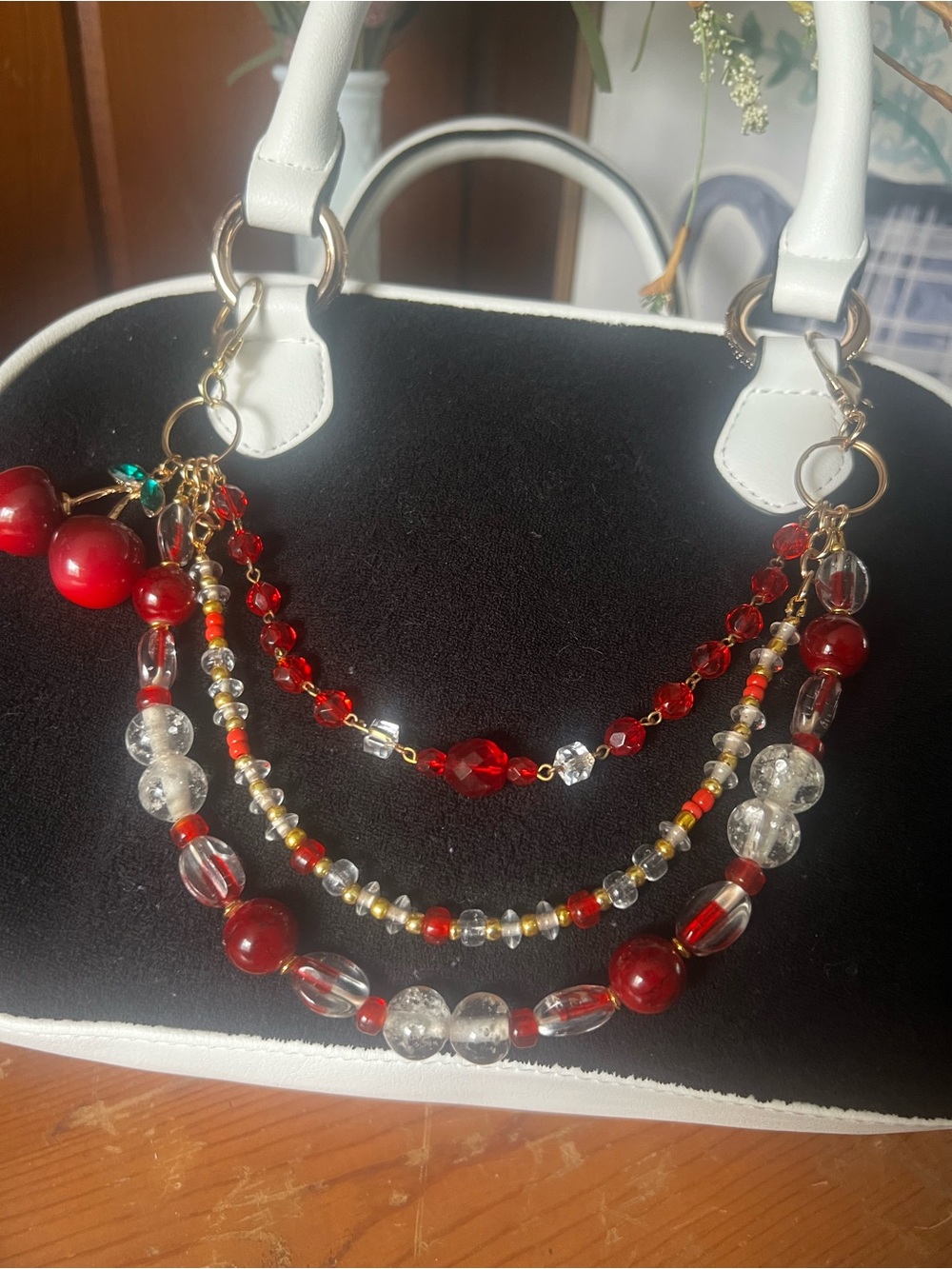 Luxury Cherry Beaded Multi-Strand Bag Jewelry